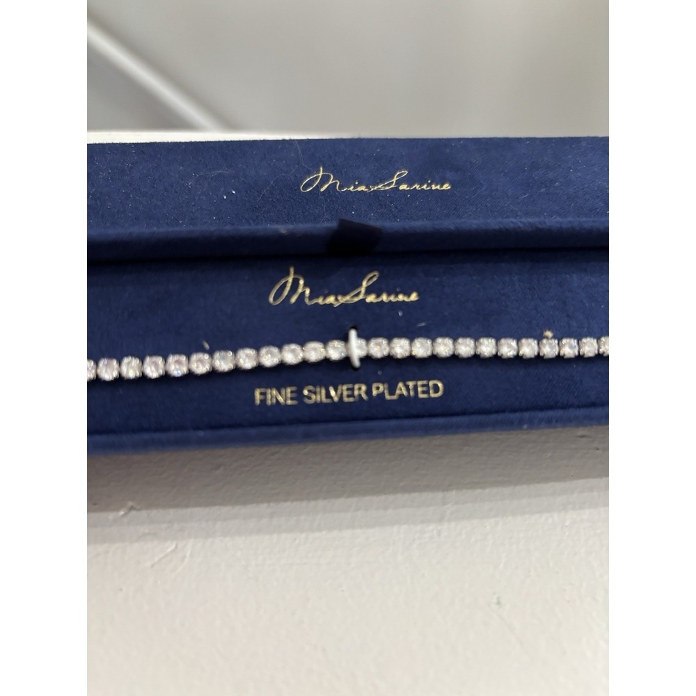 New Mia Sarine 7.25 Inch Cubic Zirconia Bracelet Silver Plaited In Gift Box